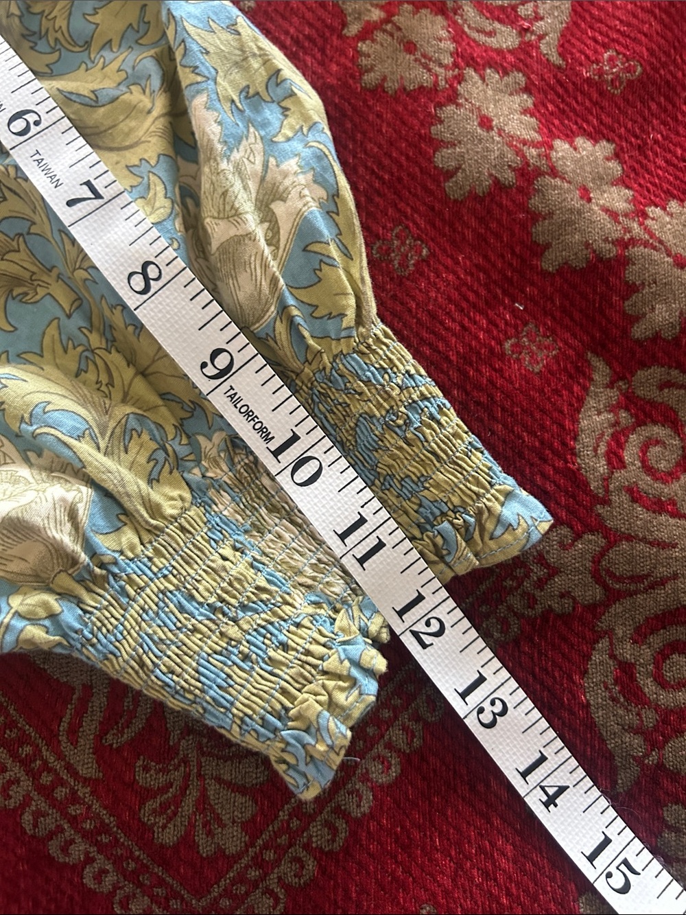 Hyacinth House Blue Green Floral Collared Tiered Midi Dress SMALL - Picture 10 of 13